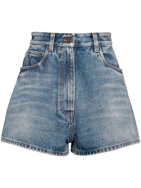 prada orange shorts|Prada denim shorts.